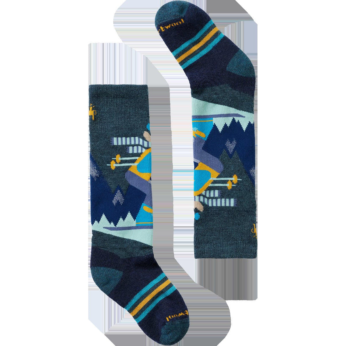 Youth Wintersport Full Cushion Mountain Moose Pattern Over The Calf Socks
