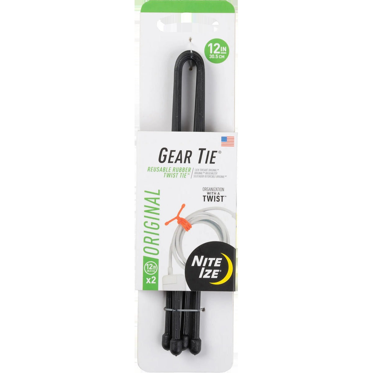 Gear Tie Reusable Rubber Twist Tie 12" - 2 Pack