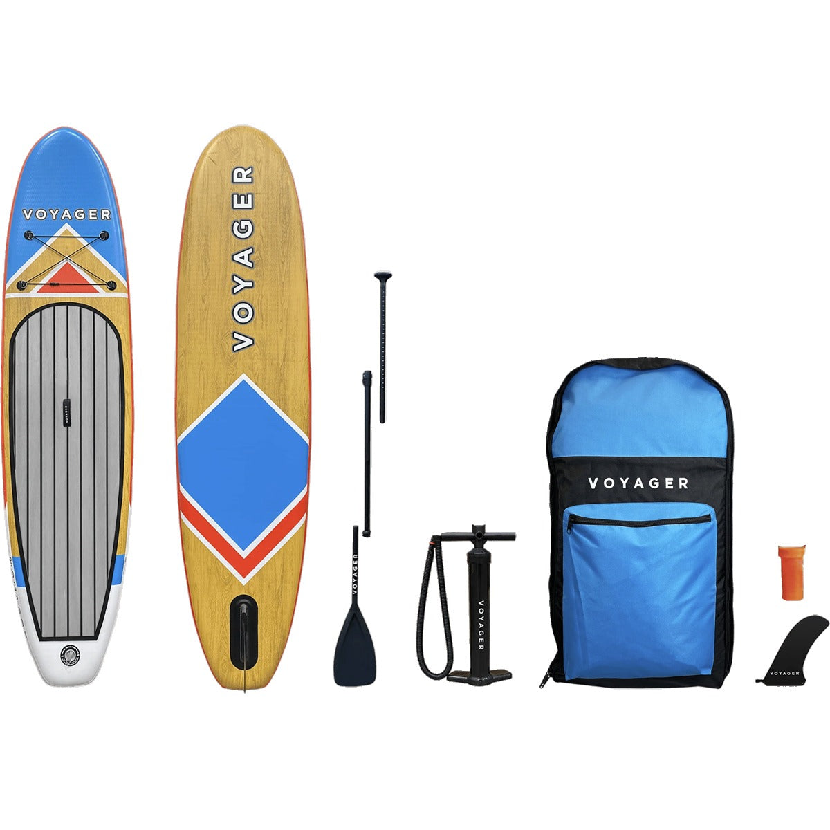 10'10" Woodgrain Voyager Inflatable SUP Package