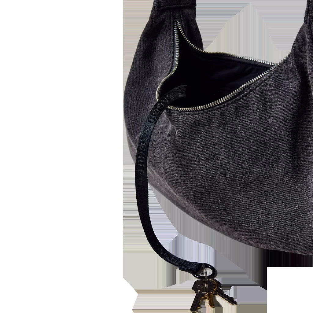 Medium Denim Crescent Bag