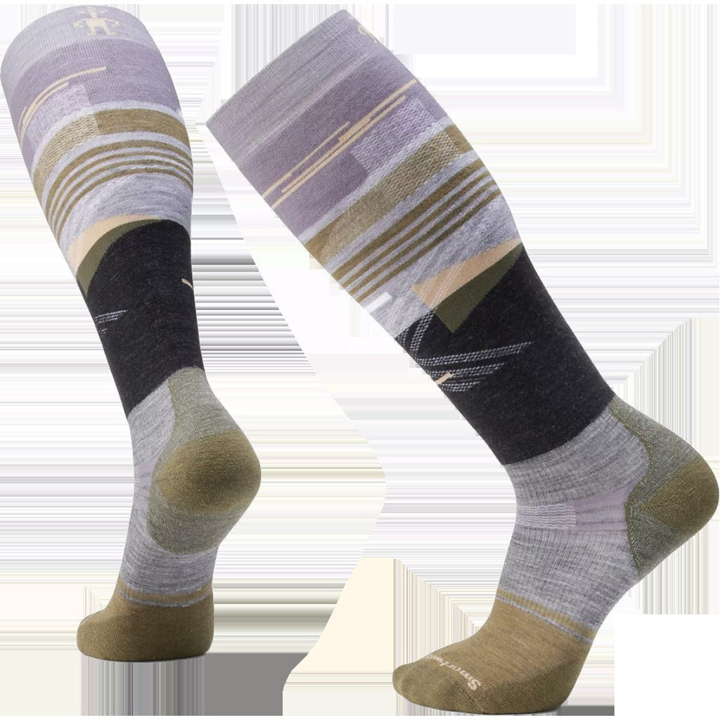 Men's Snowboard Targeted Cushion Broken Lines Pattern Over The Calf Socks