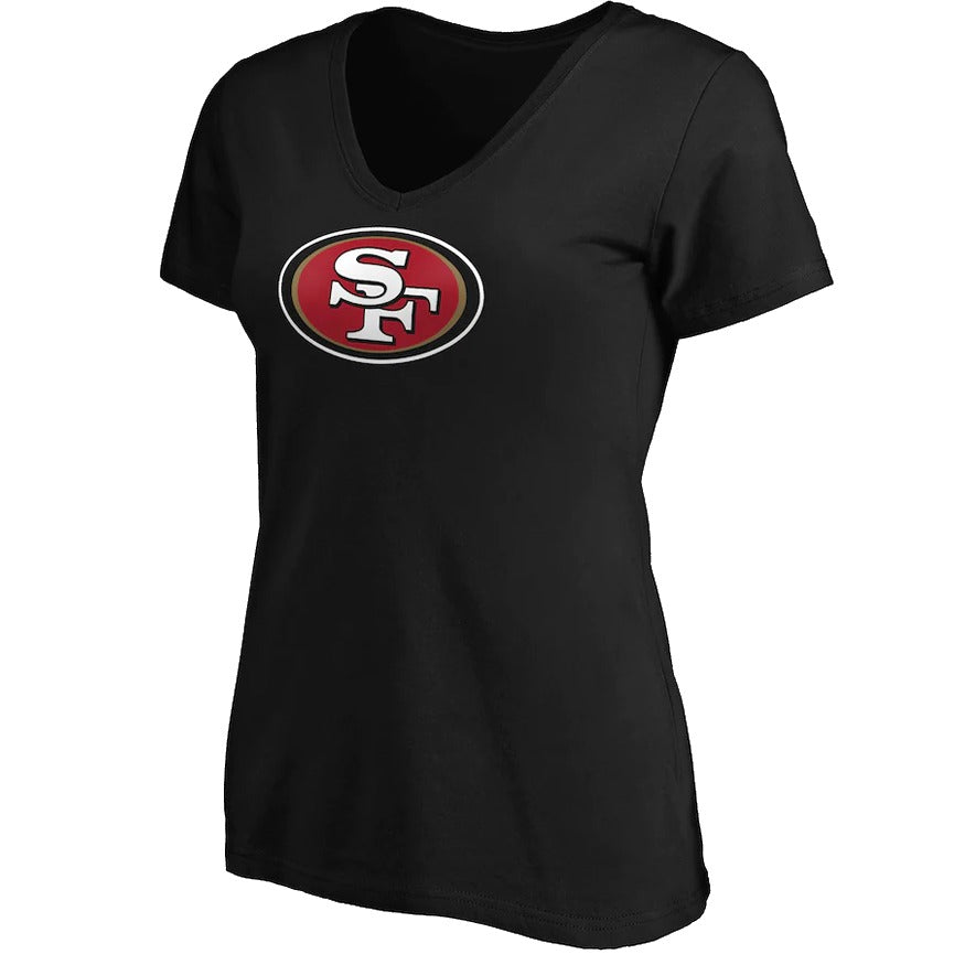 Women's 49ers V-Neck Primary Logo Short Sleeve