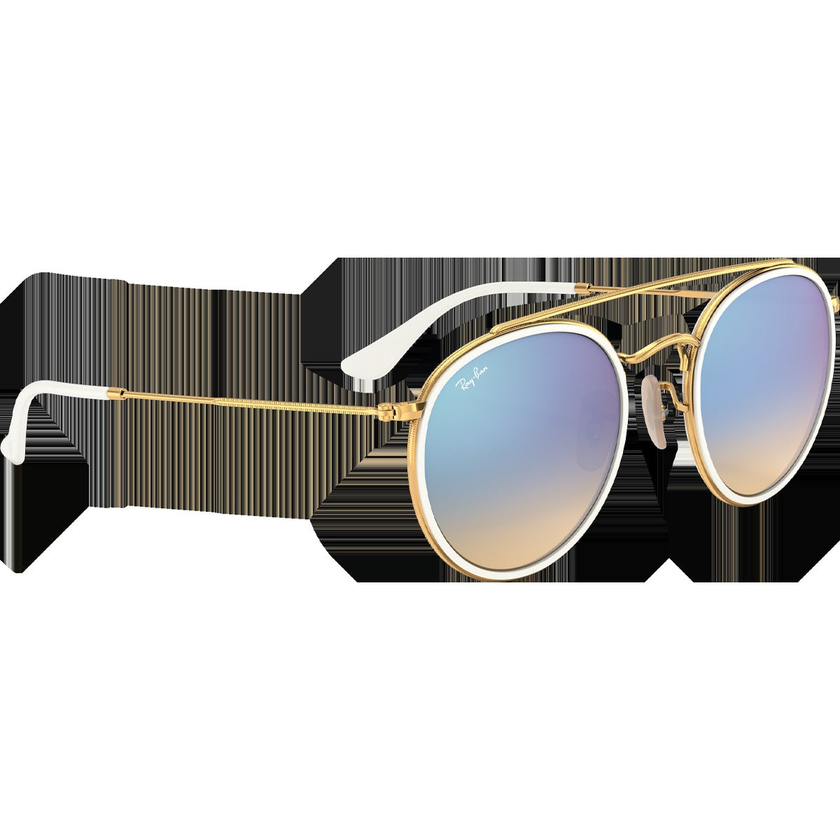 Round Double Bridge - Polished Gold/Blue Flash