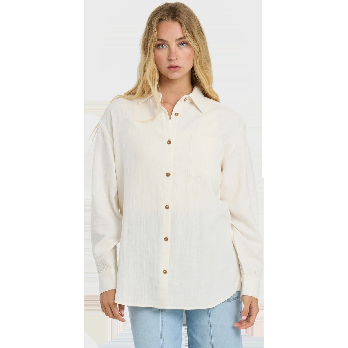 Women's Wanderer Solid Long Sleeve Woven Top
