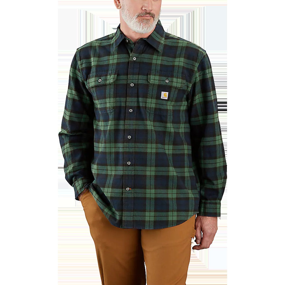 Men's Loose Fit Heavyweight Flannel Long-Sleeve Plaid Shirt