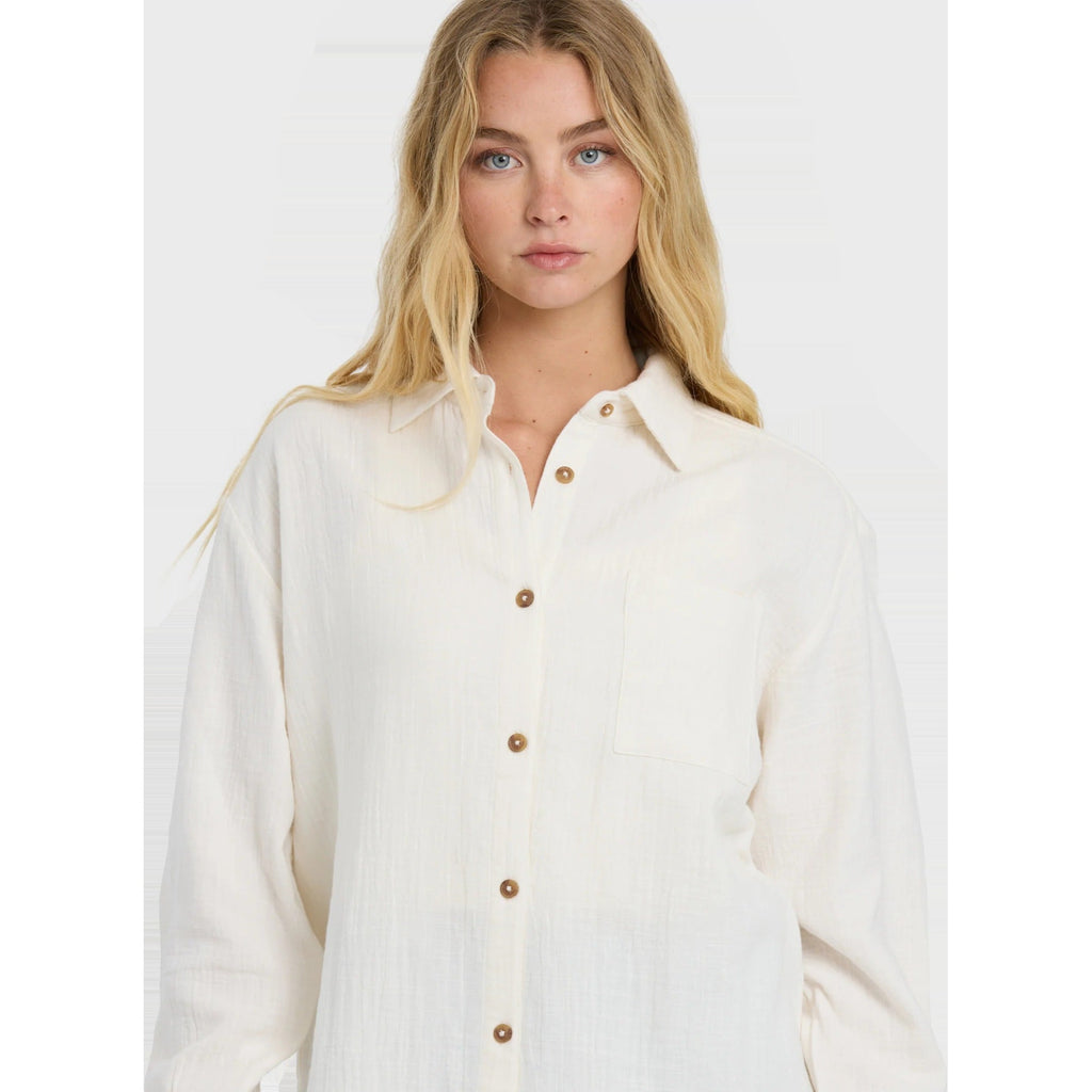 Women's Wanderer Solid Long Sleeve Woven Top