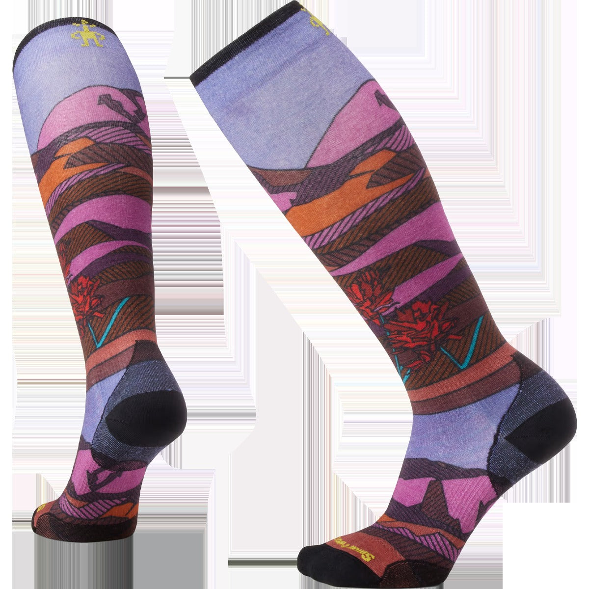 Women's Ski Floral Field Print Over The Calf Socks