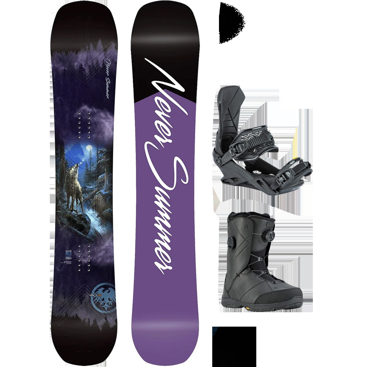 Never Summer Women's Proto T3 FR Demo Snowboard Package