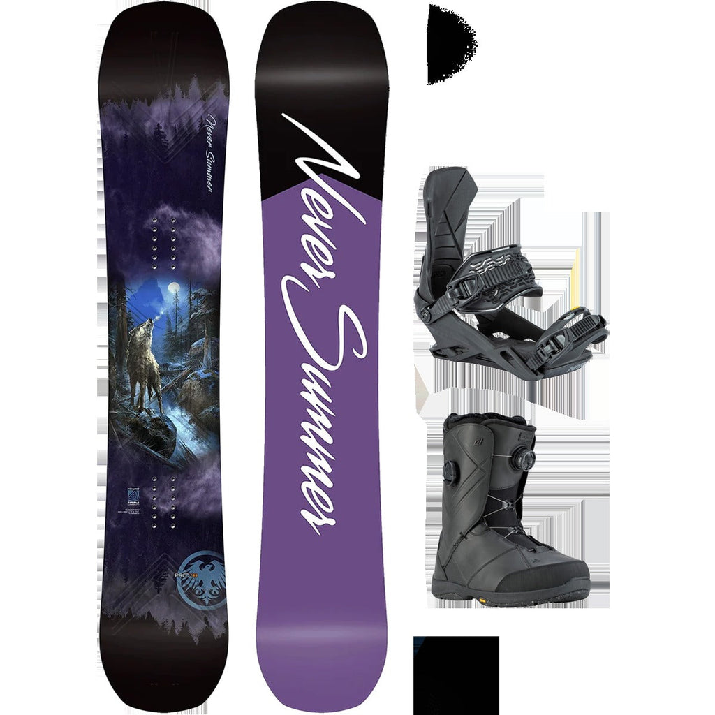 Never Summer Women's Proto T3 FR Demo Snowboard Package