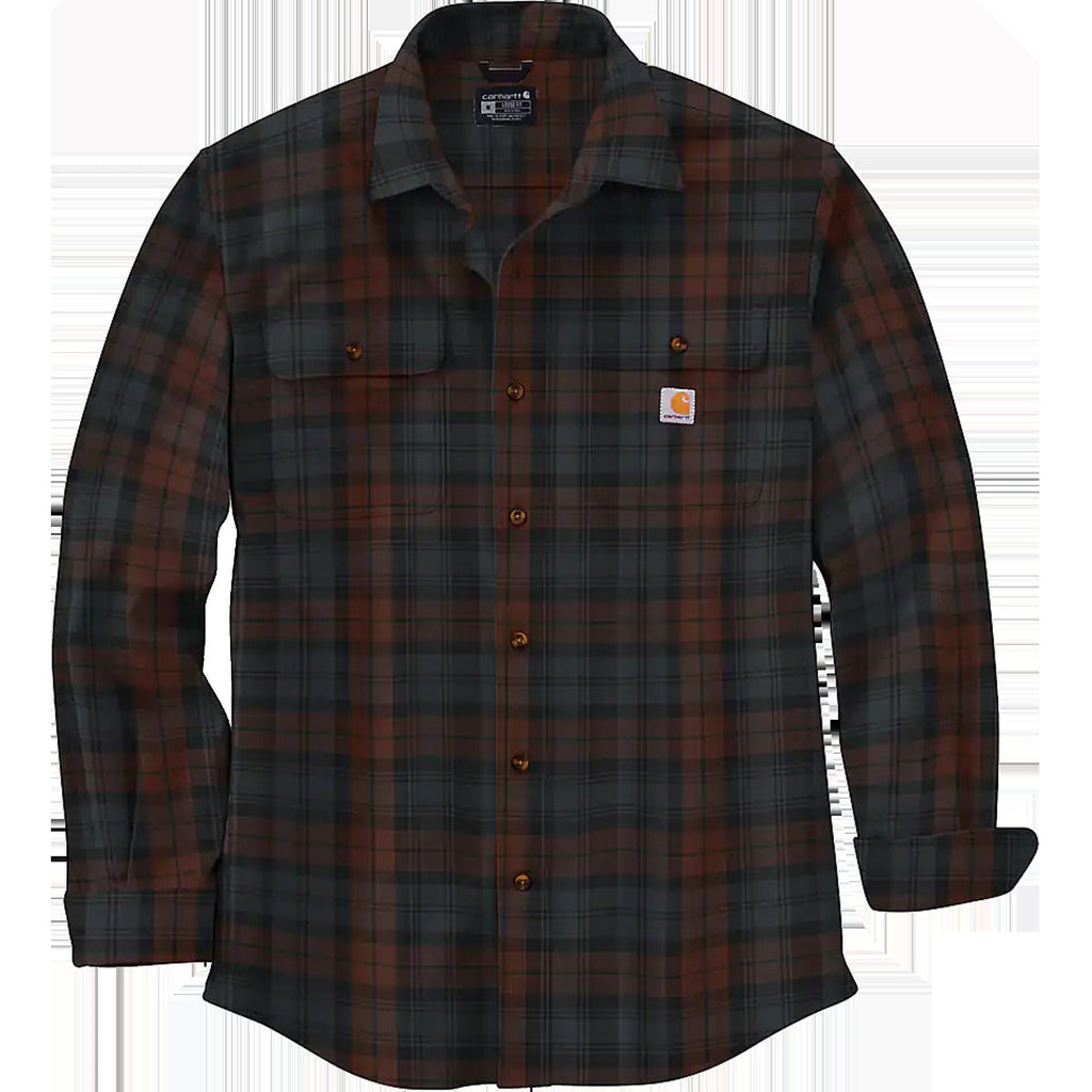 Men's Loose Fit Heavyweight Flannel Long-Sleeve Plaid Shirt