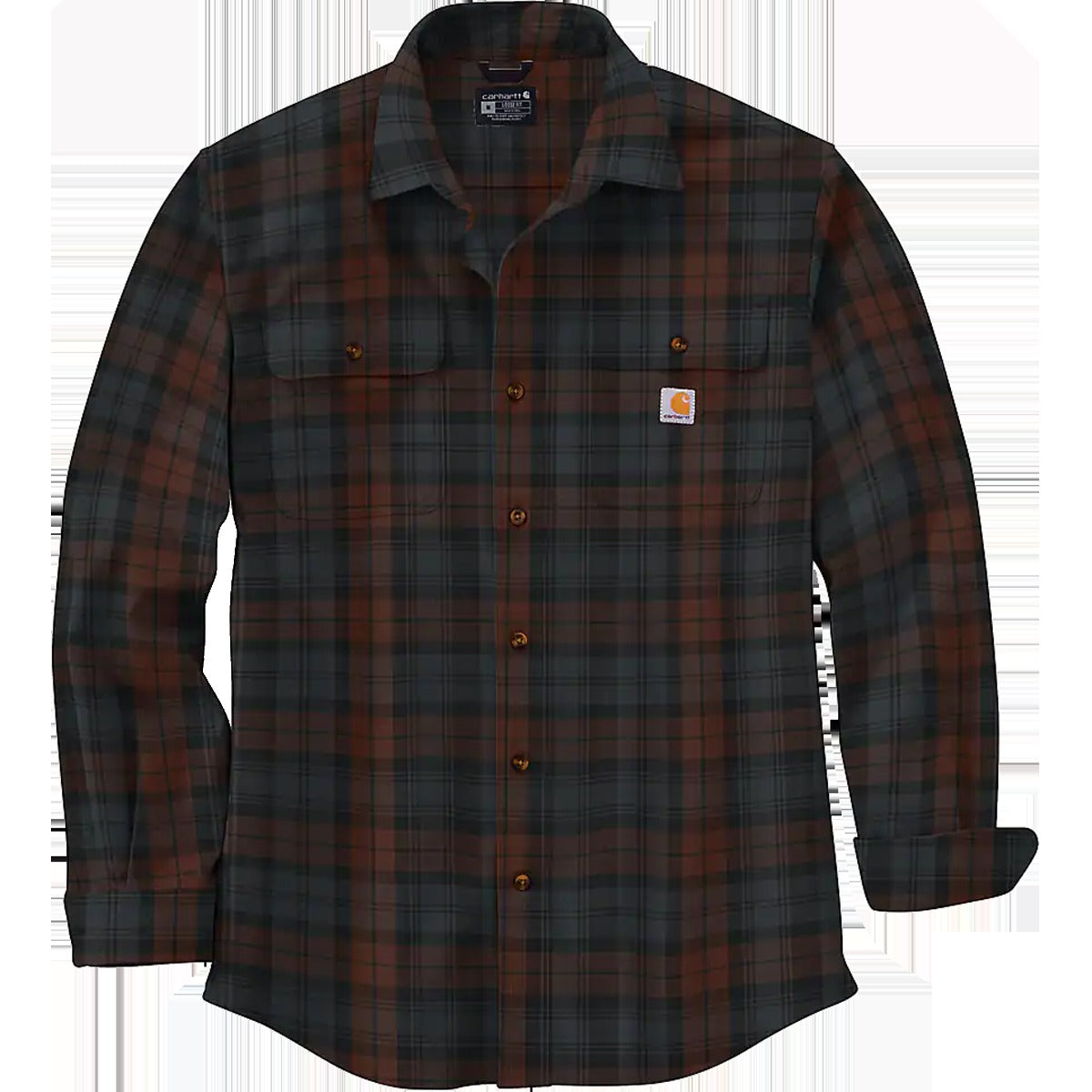 Men's Loose Fit Heavyweight Flannel Long-Sleeve Plaid Shirt