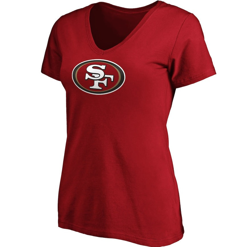 Women's 49ers V-Neck Primary Logo Short Sleeve