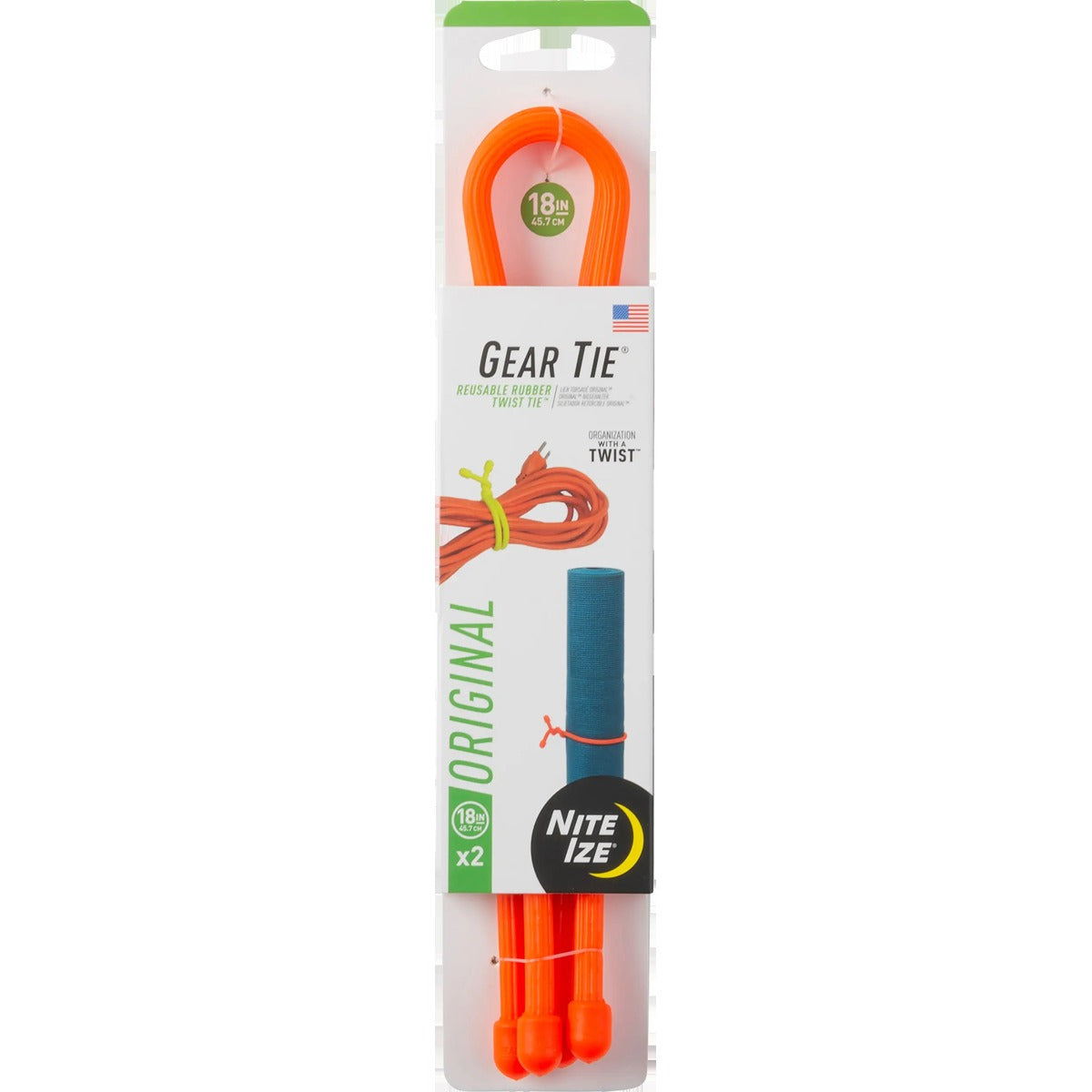 Gear Tie Reusable Rubber Twist Tie 18" - 2 Pack