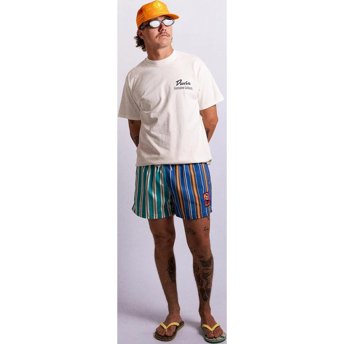 Men's Double Stripes Split Swim Short