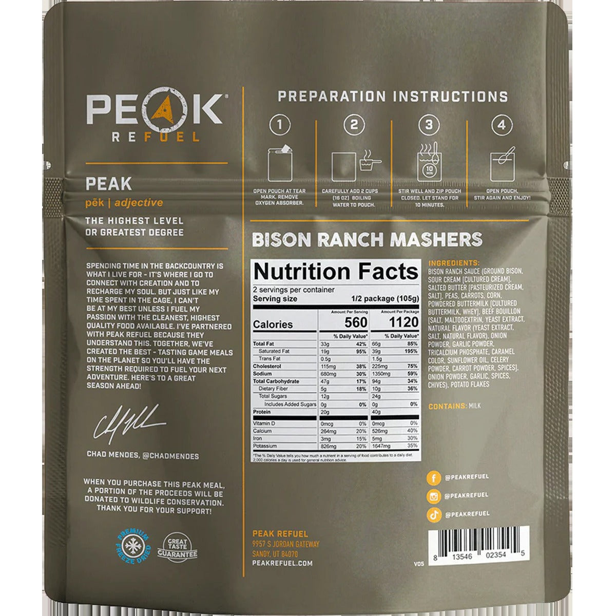 Bison Ranch Mashers (2 Servings)