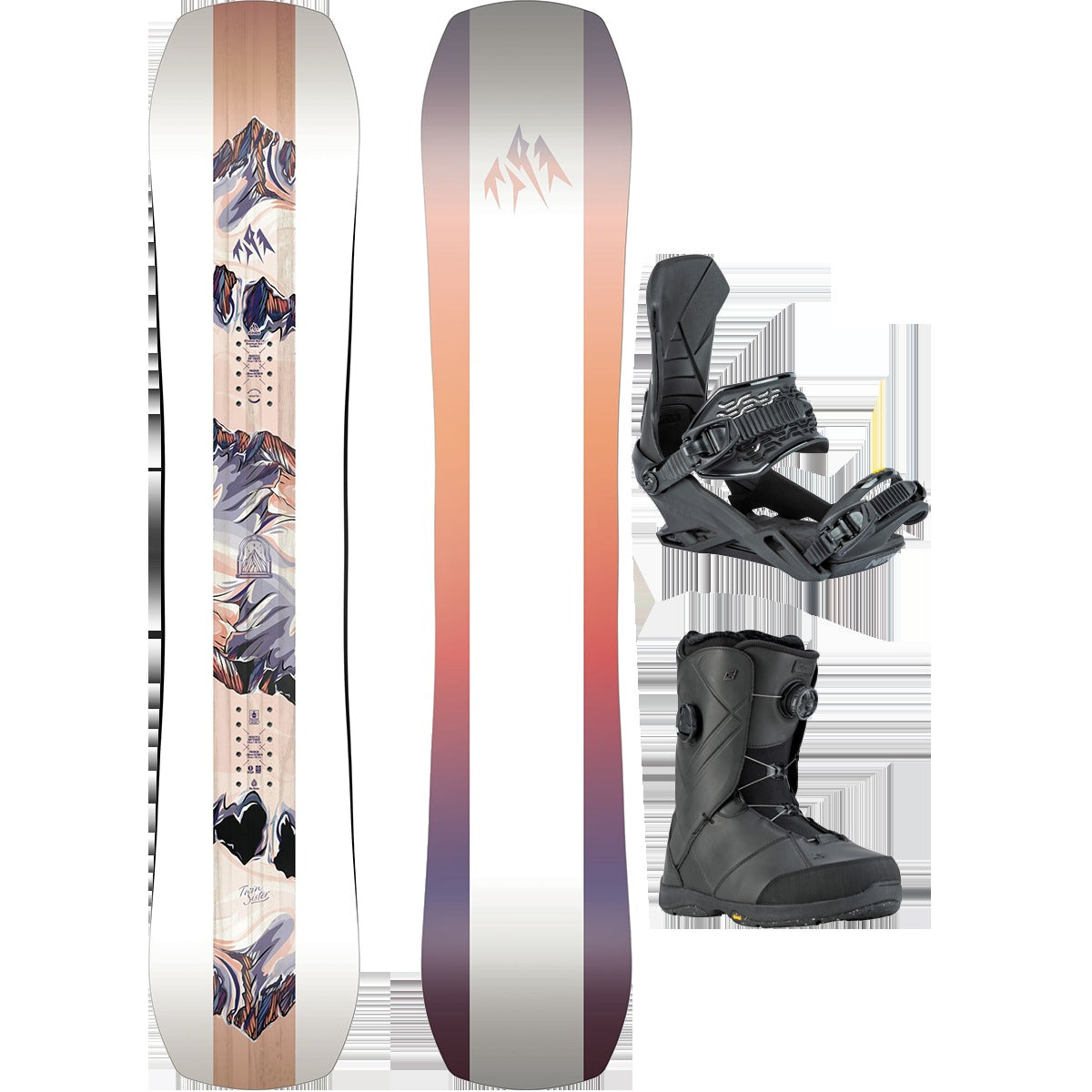 Jones Snowboards Women's Twin Sister Demo Snowboard Package