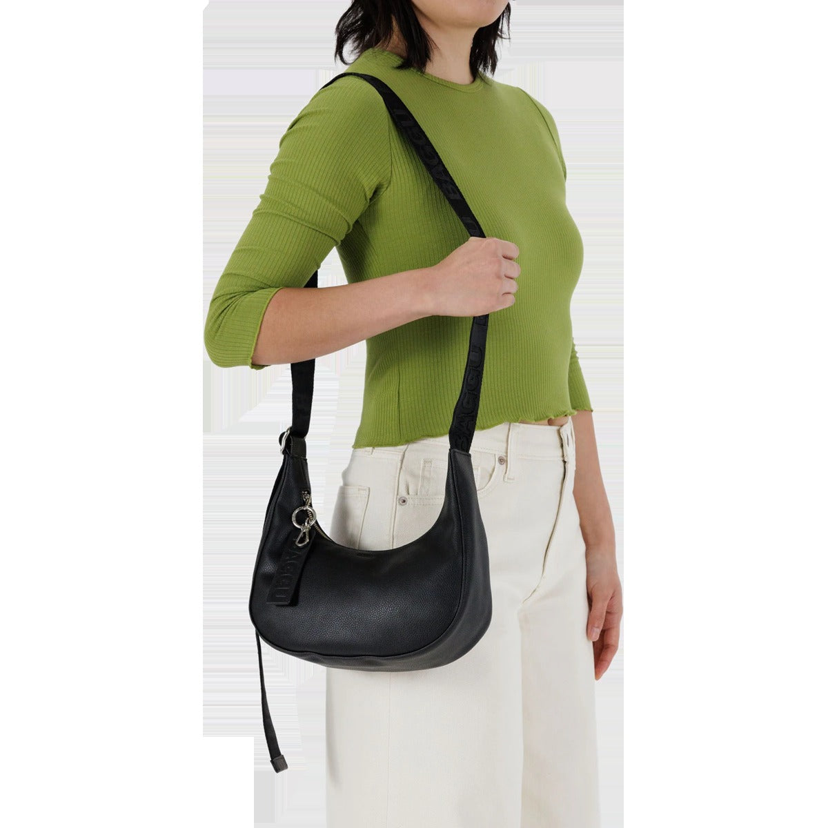 Small Recycled Leather Crescent Bag