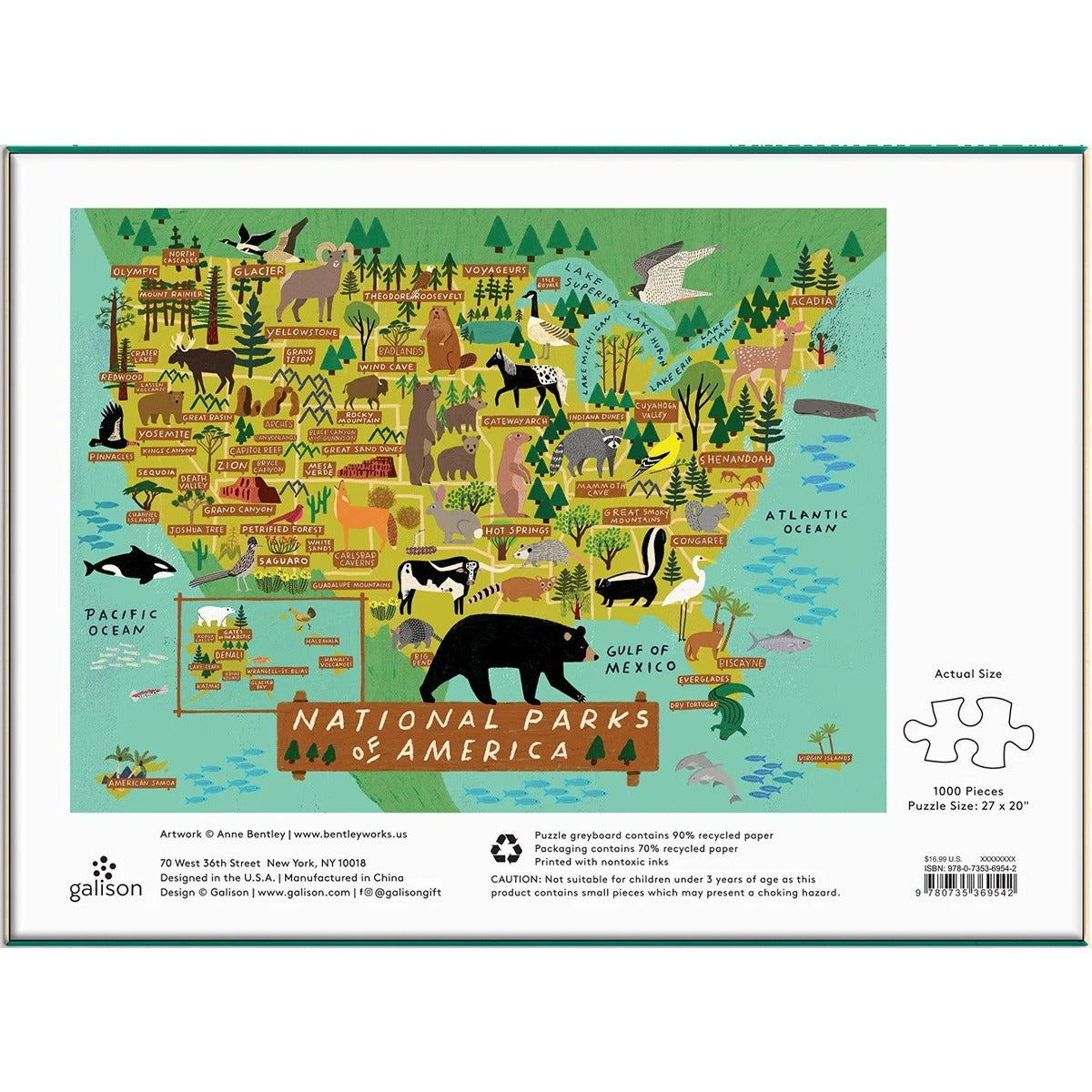 Galison National Parks of America 1000 Piece Puzzle
