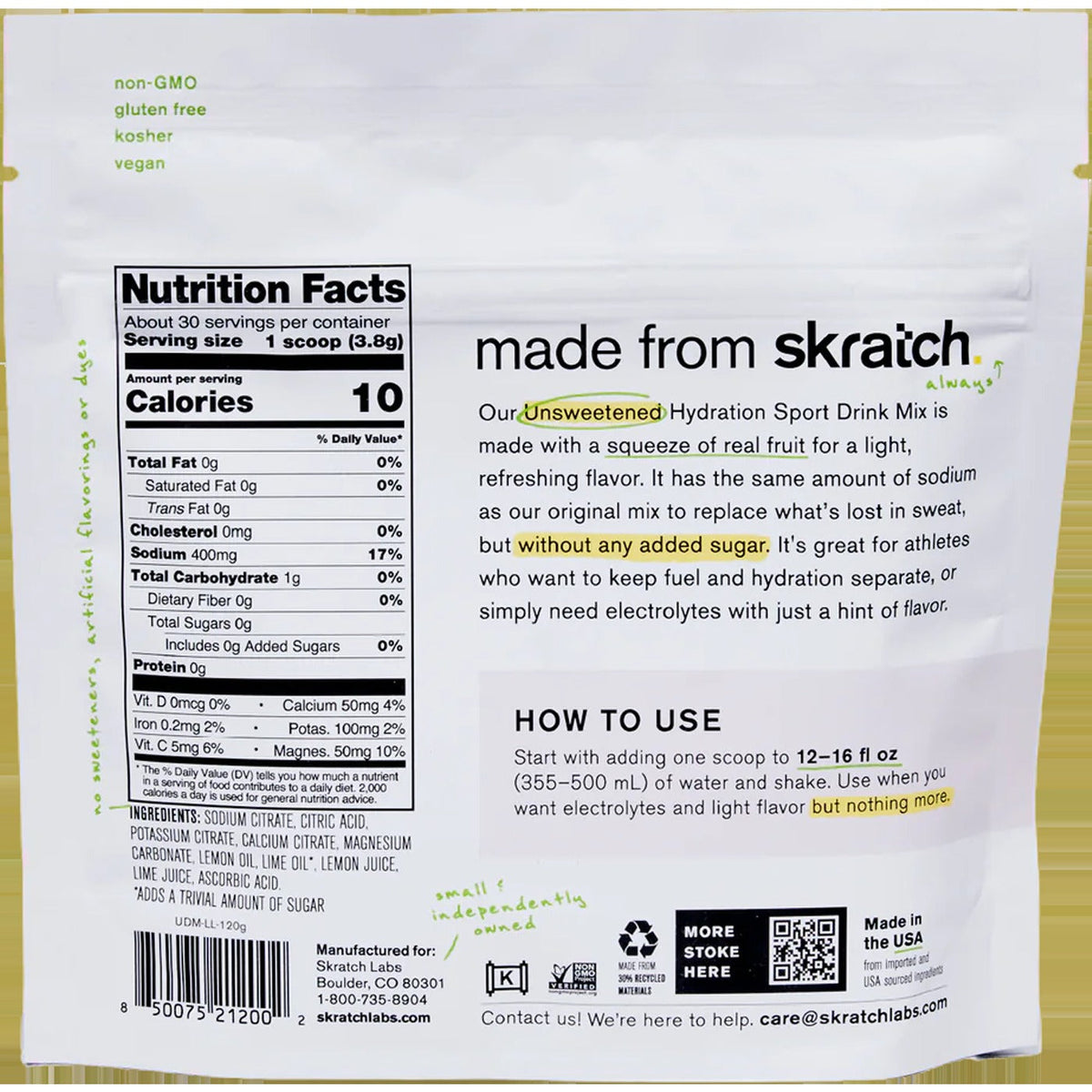 Unsweetened Hydration Sport Drink Mix (30 Servings)