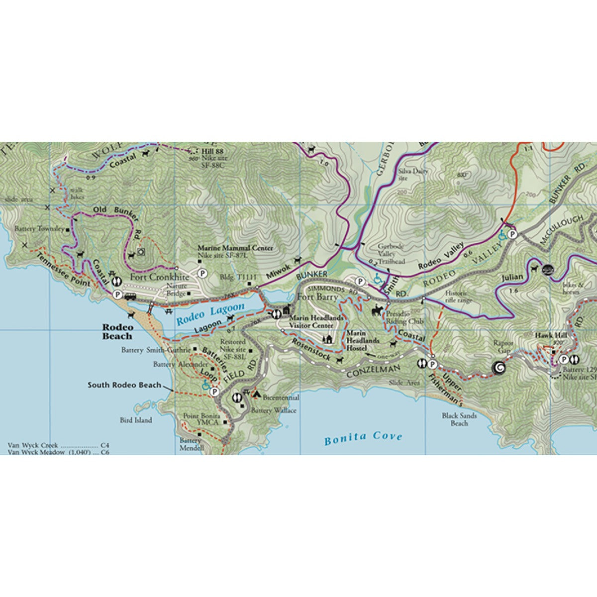 Mt Tam, Muir Woods and Headlands Map