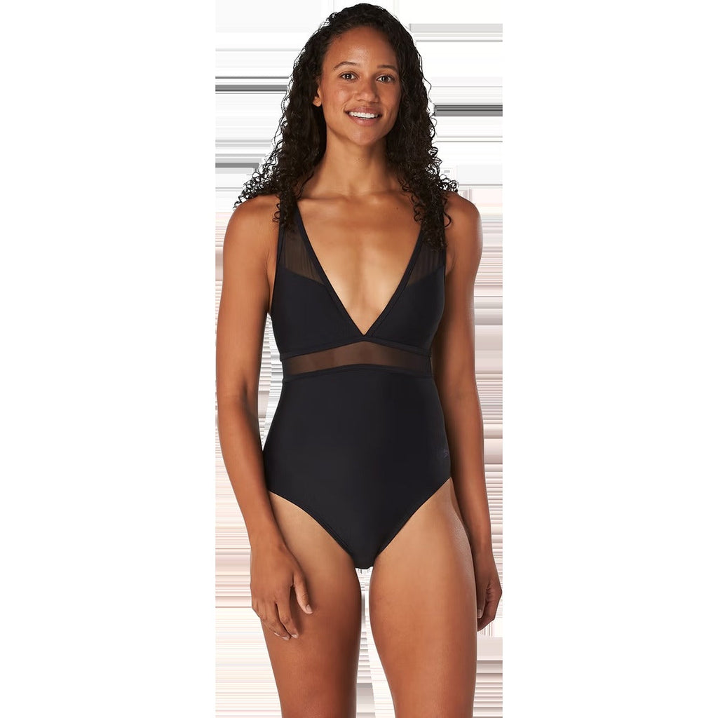 Women's V Neck Mesh One Piece