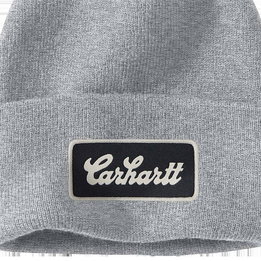 Knit Cuffed Script Patch Beanie