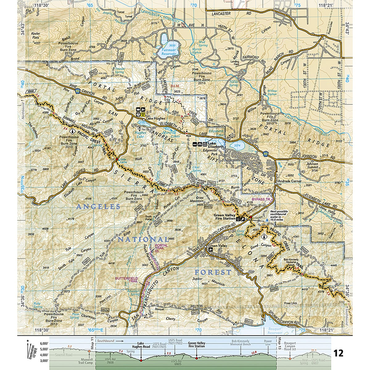 Pacific Crest Trail: Scodie, Piute, and Tehachapi Mountains Map