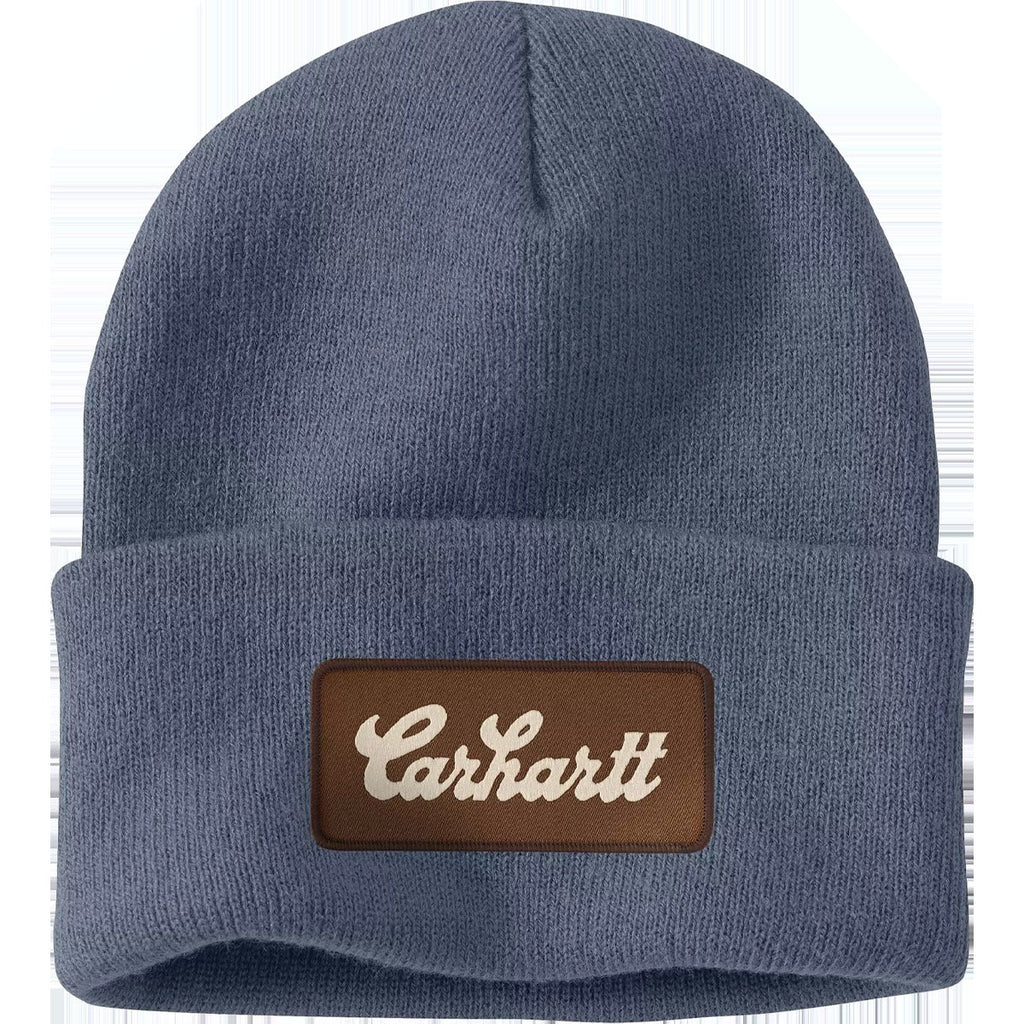 Knit Cuffed Script Patch Beanie