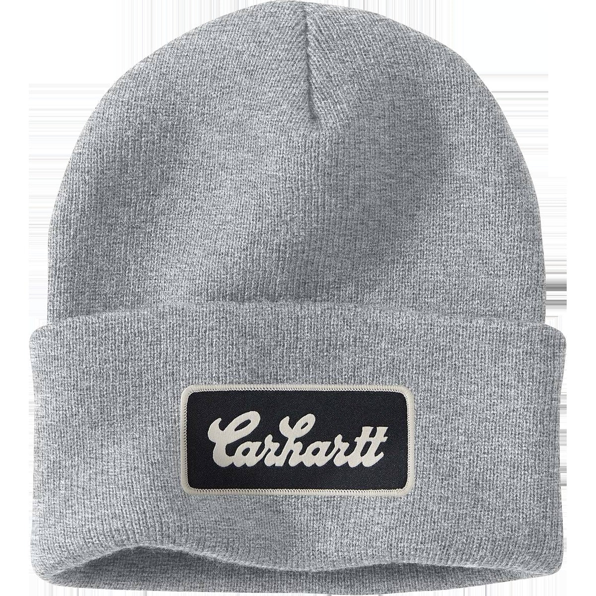 Knit Cuffed Script Patch Beanie