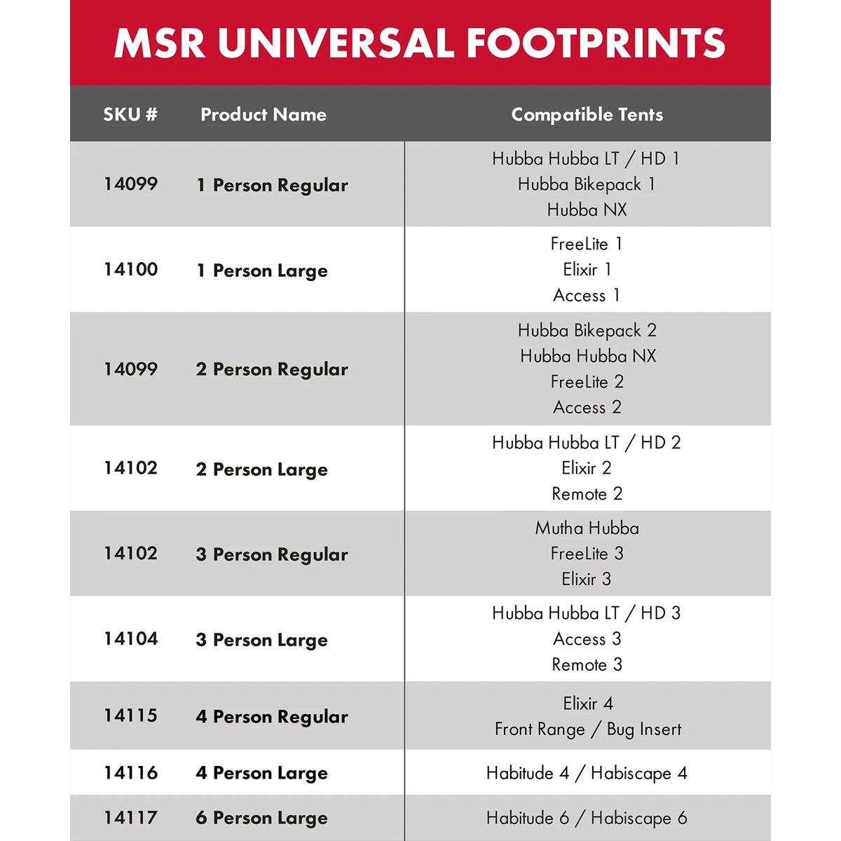 Universal 2 Person Regular Footprint