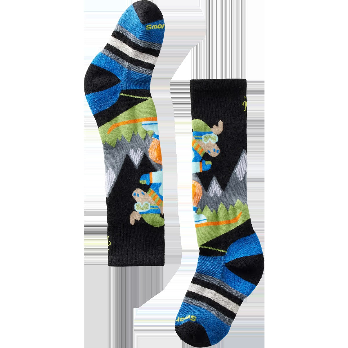 Youth Wintersport Full Cushion Mountain Moose Pattern Over The Calf Socks