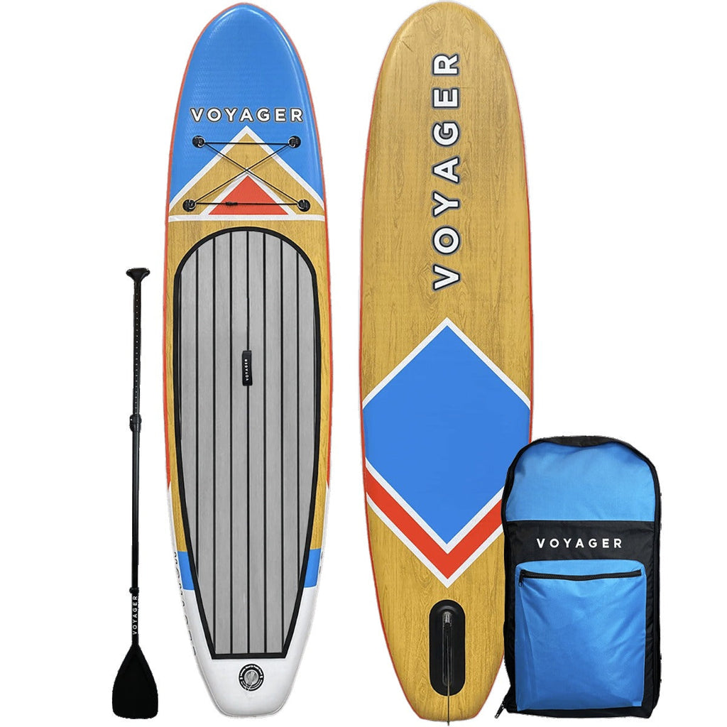 10'10" Woodgrain Voyager Inflatable SUP Package