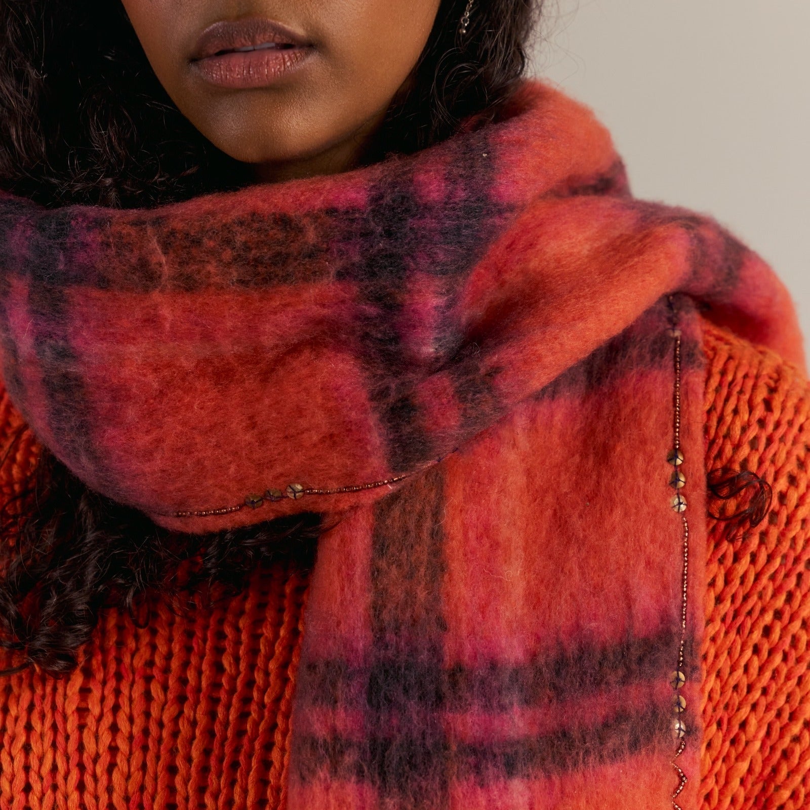 Women's Highland Plaid Skinny Scarf