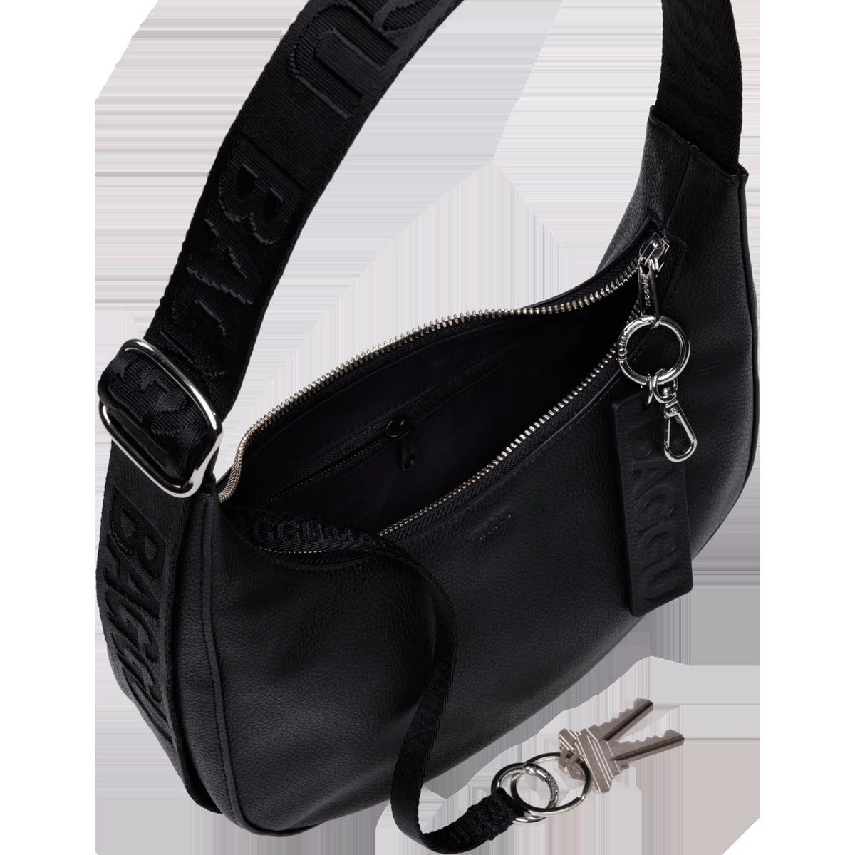 Small Recycled Leather Crescent Bag